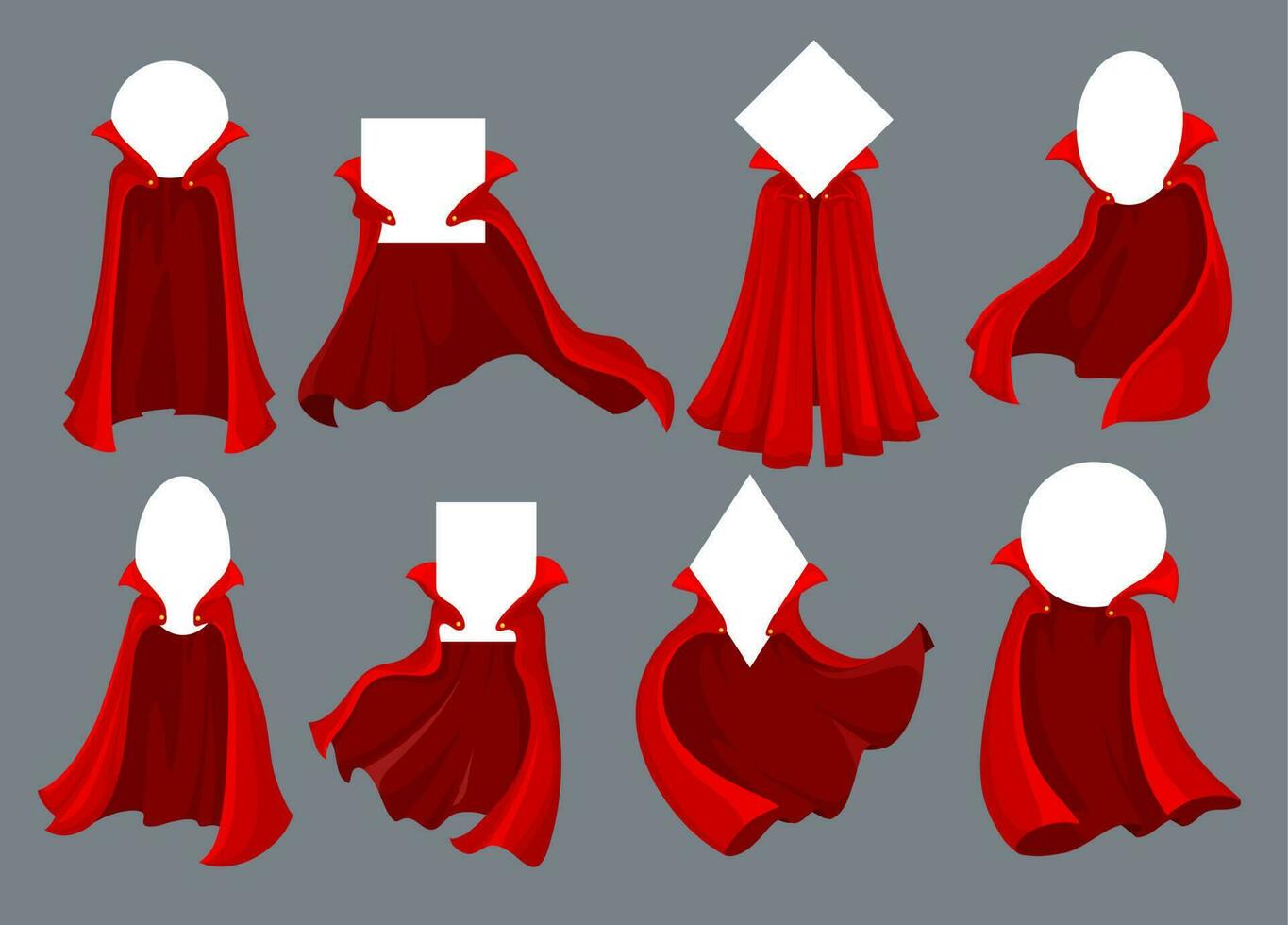 Hero, superhero, wizard and magician red capes vector