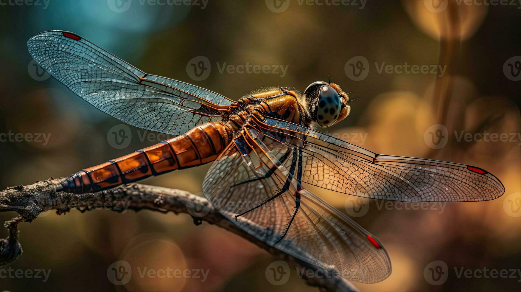 photo of dragonfly animal with blur background