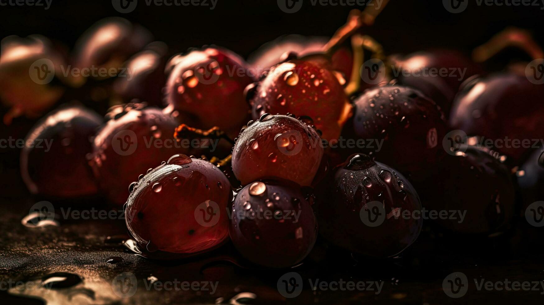 uvas golpear por salpicaduras de agua con negro antecedentes y difuminar foto