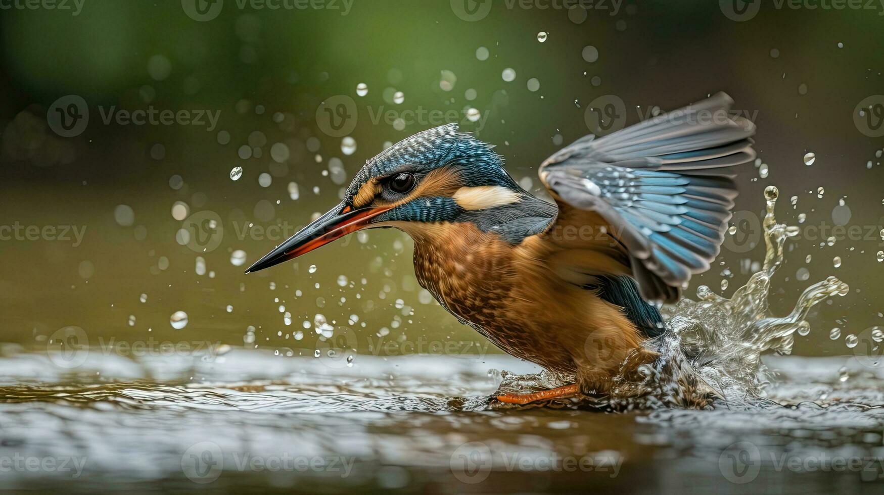 photo of kingfisher bird animal with blur background