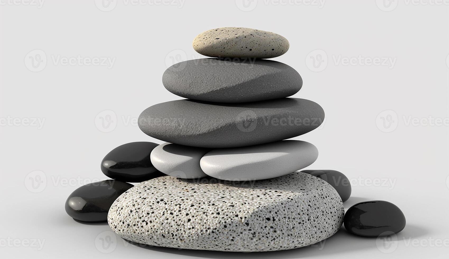 Stack Of Pebble Stones On White Background, photo