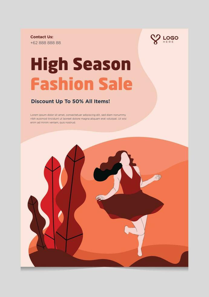 High Season Fashion Sale Brochure Template vector