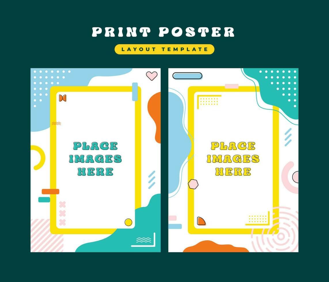 Aesthetic Playful Memphis Print Poster Layout Template vector