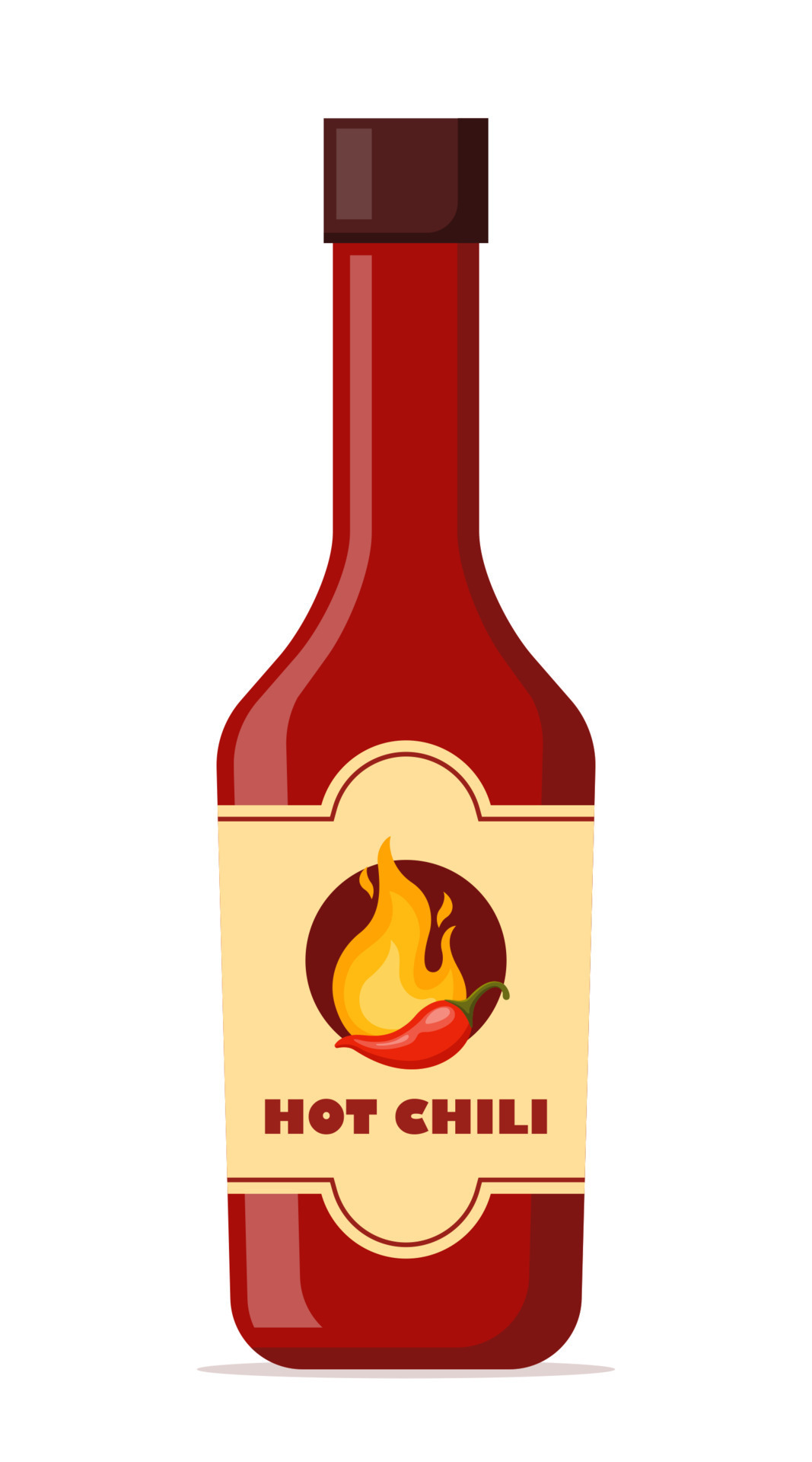 Spicy sauce in red bottle. Ketchup, hot tomato and chili sauce in