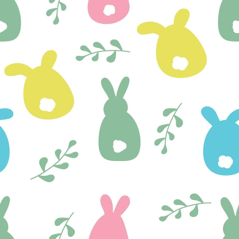 colorful rabbits and leaves vector