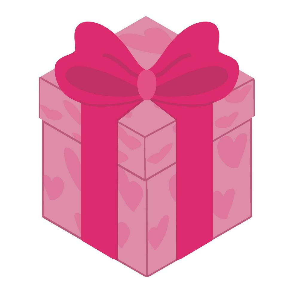 pink gift box dark pink ribbon vector