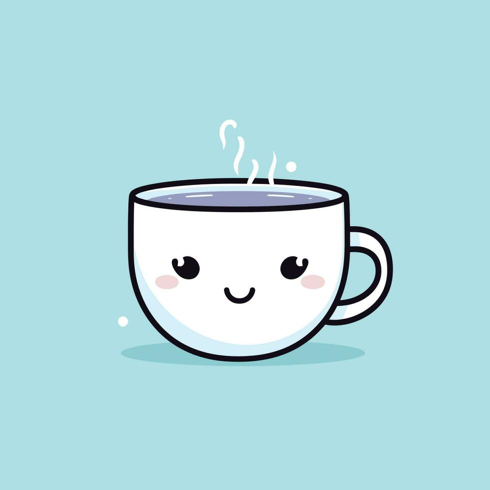 Cute kawaii cup chibi mascot vector cartoon style