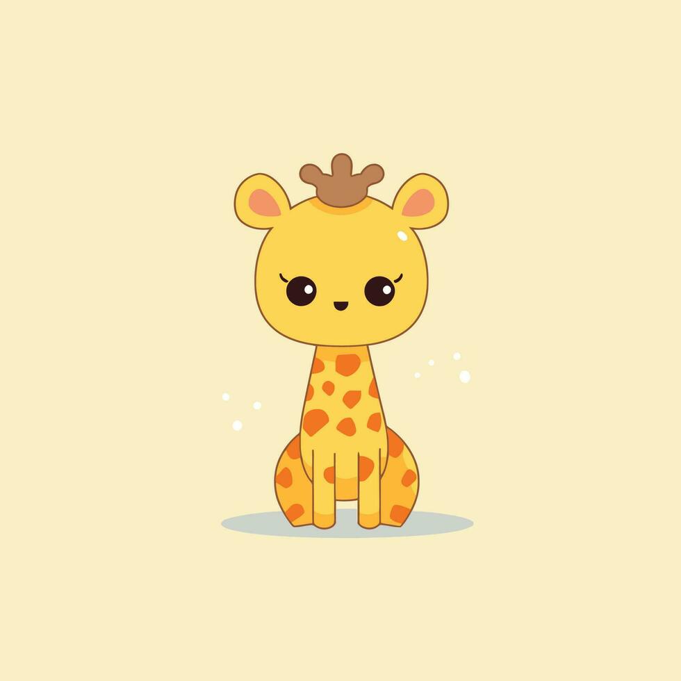 Cute kawaii giraffe chibi mascot vector cartoon style