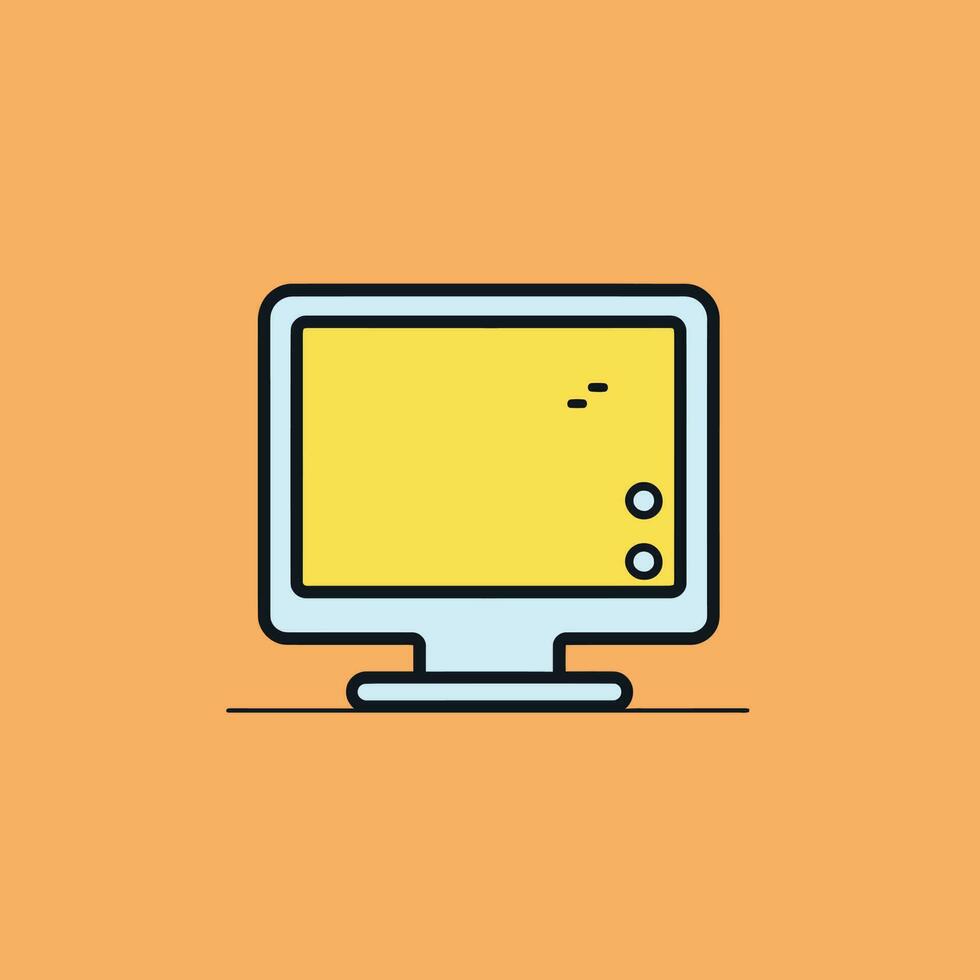 computer monitor, screen isolated on green background. Vector illustration