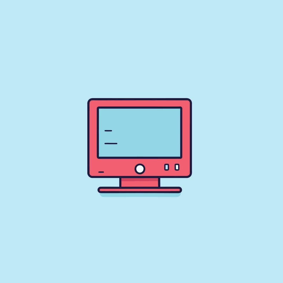 computer monitor, screen isolated on green background. Vector illustration