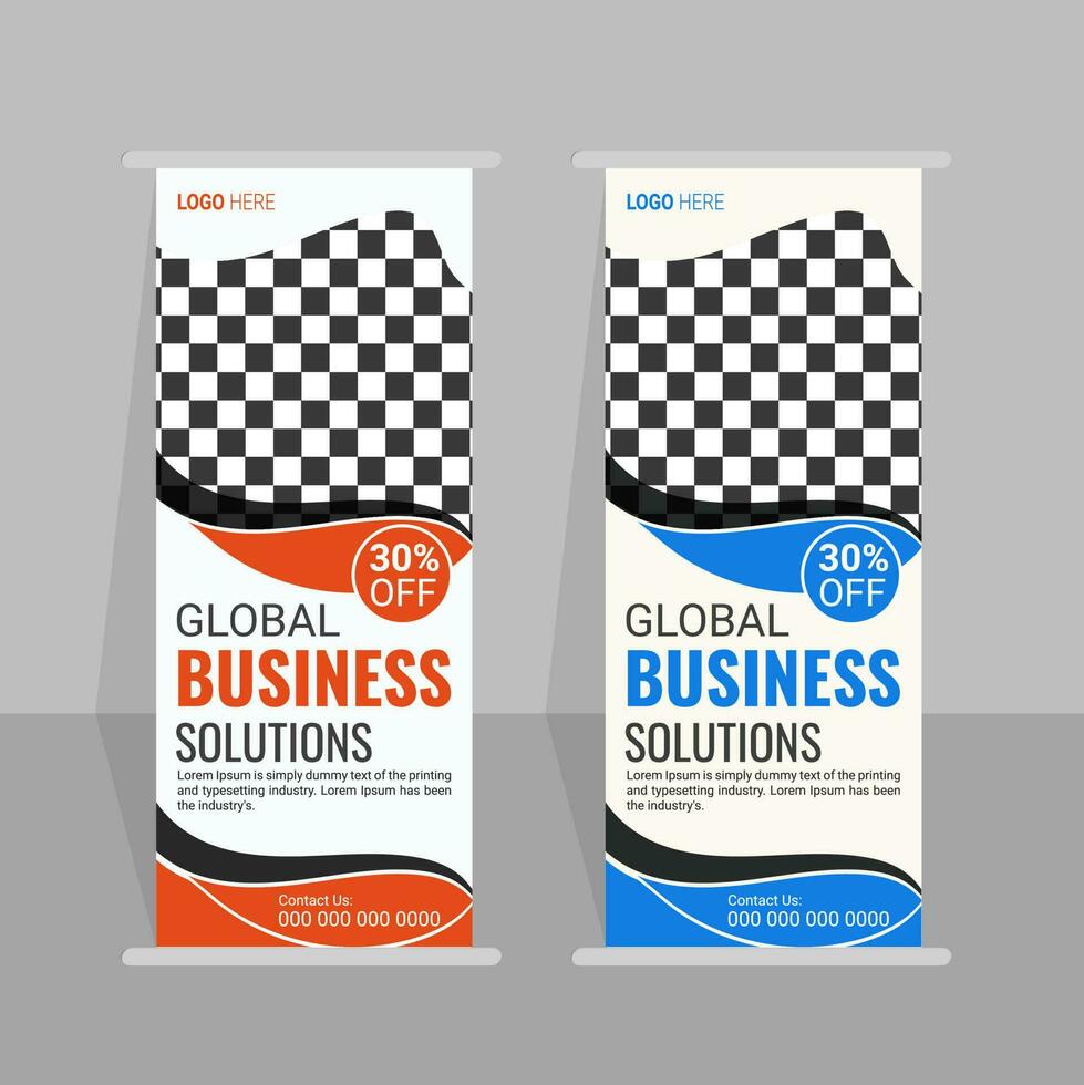 Modern corporate colorful roll up stand banner design template vector