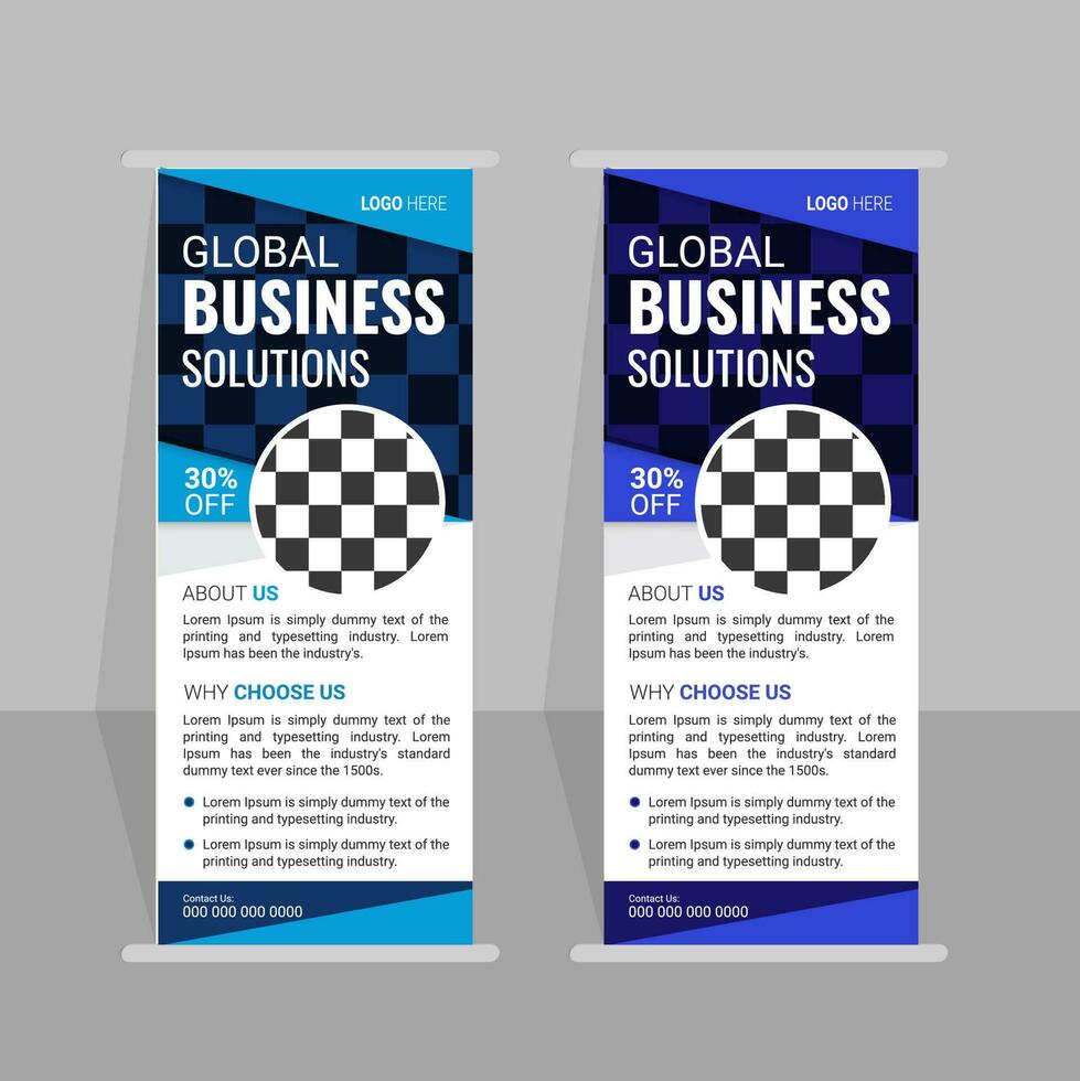 Modern corporate colorful roll up stand banner design template vector