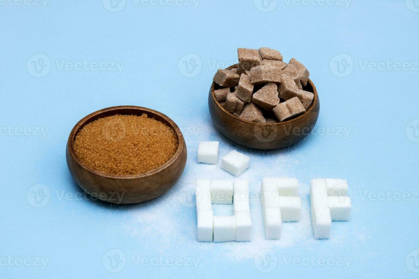 cane, refined white, cinnamon sugar in a wooden bowl with the inscription off from sugar, health care photo