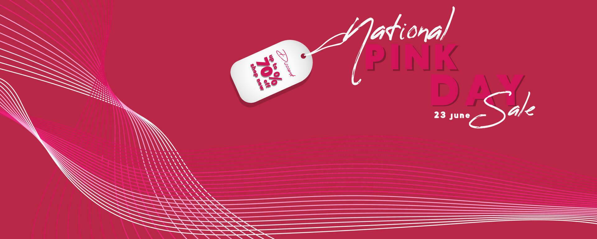 Banner for National Pink Day. Design in white and pink color with round abstract ornament