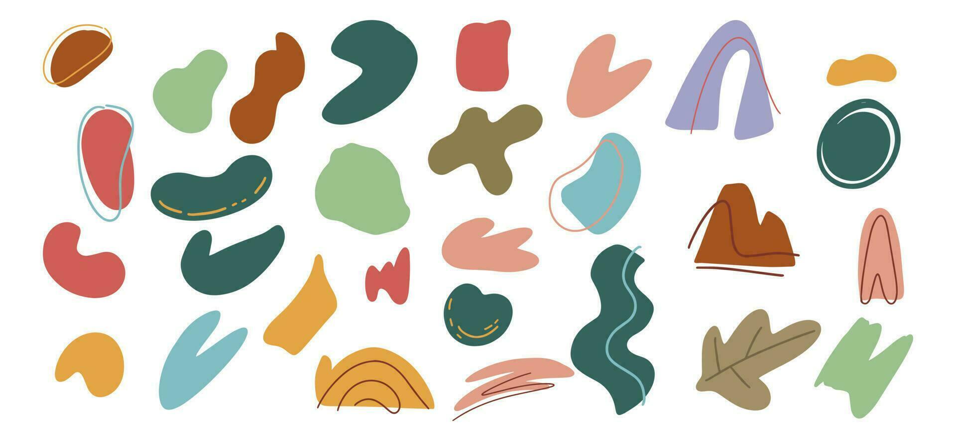 Abstract blob shapes elements isolated on white background. Collection of modern liquid geometric, organic shape hand drawn. Vector illustration