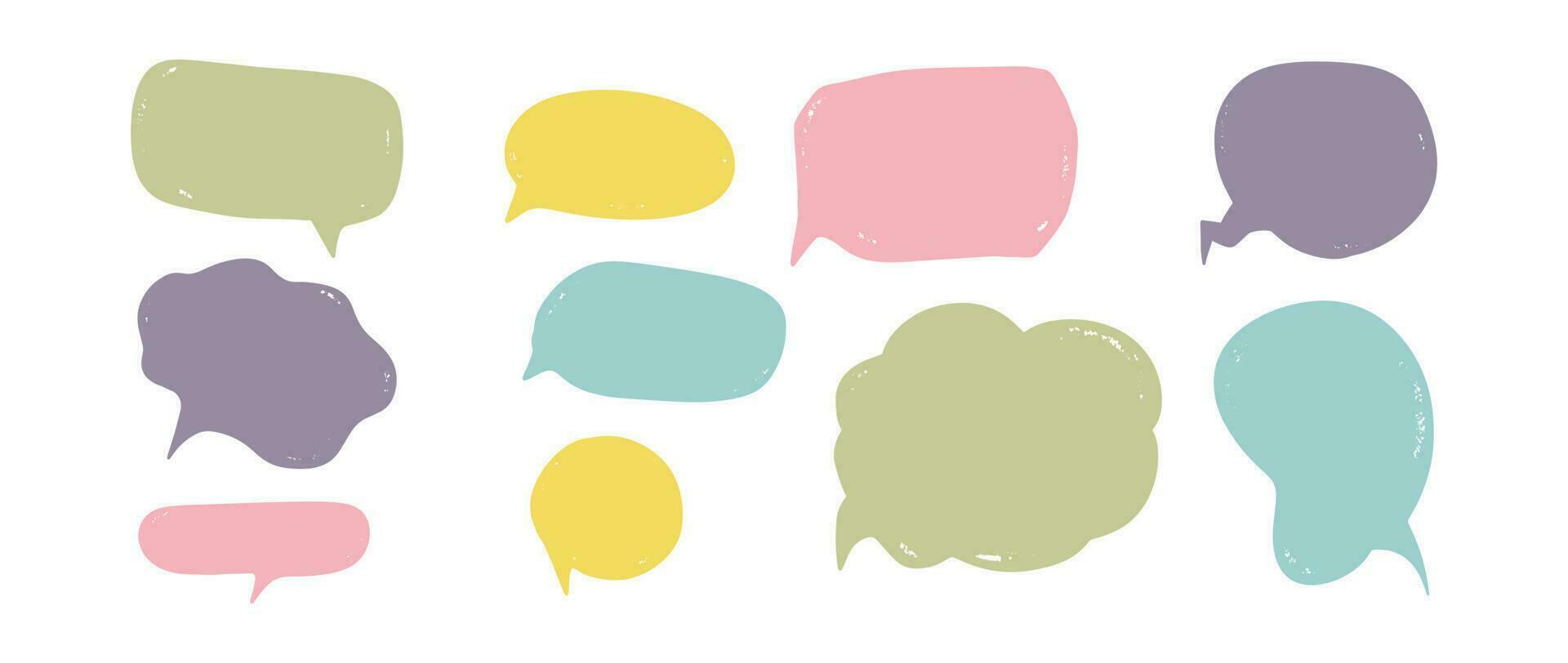 Speech bubbles message set. Collection of grunge doodle bubble sketch isolated on white background. Vector illustration