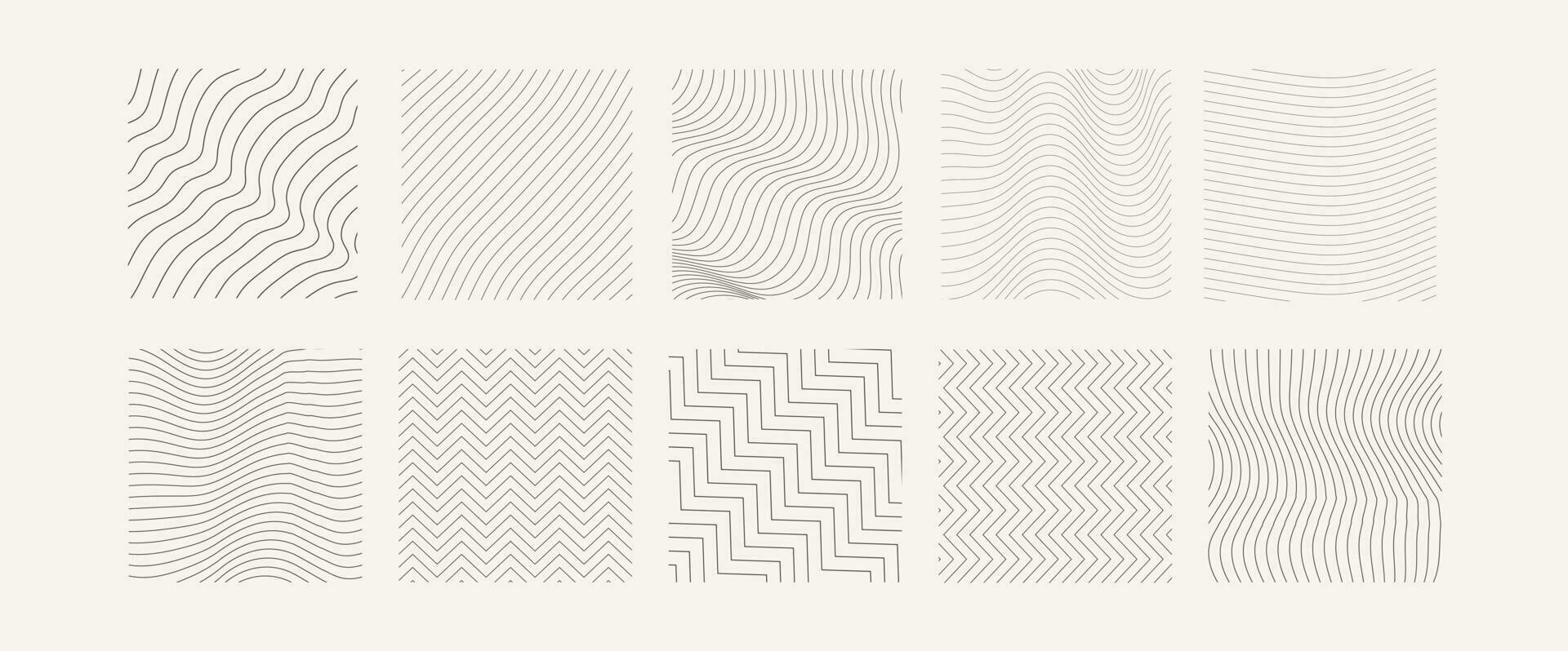 Set of abstract rectangle with line wave pattern. Geometric modern ...