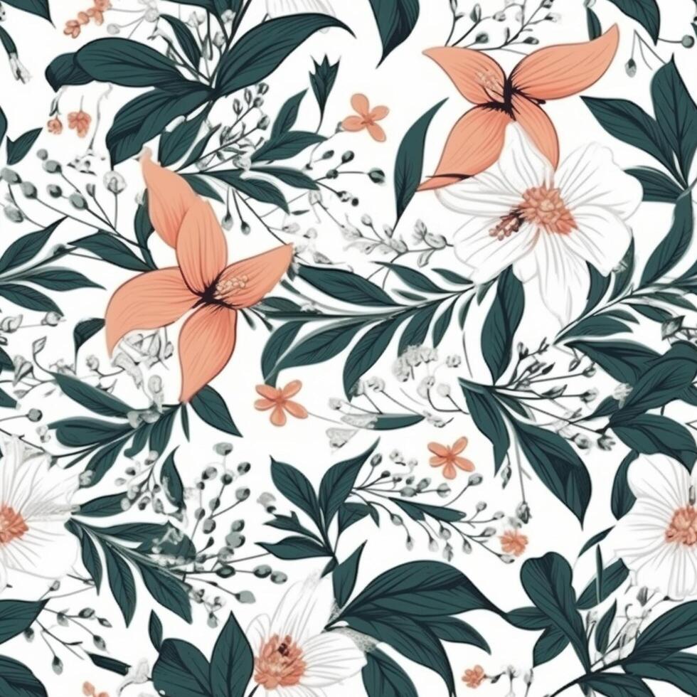 Abstract floral seamless pattern. Bright colors, painting on a light background. photo