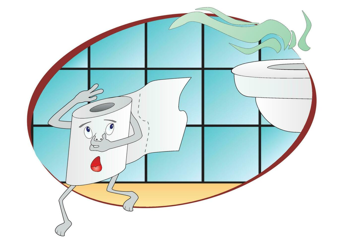 Toilet paper escaping from bathroom vector