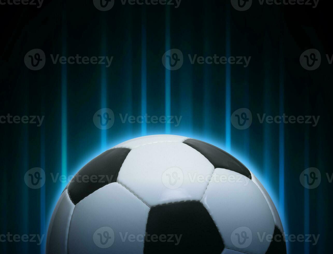 Football ball with abstract lights background. Football ball game concept photo