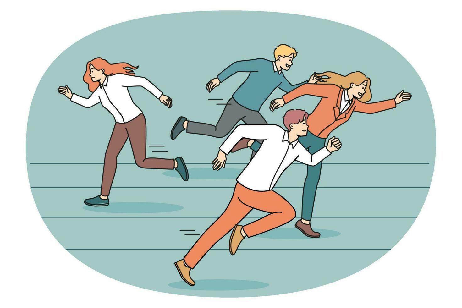 Weak woman quit race refuse compete with others vector