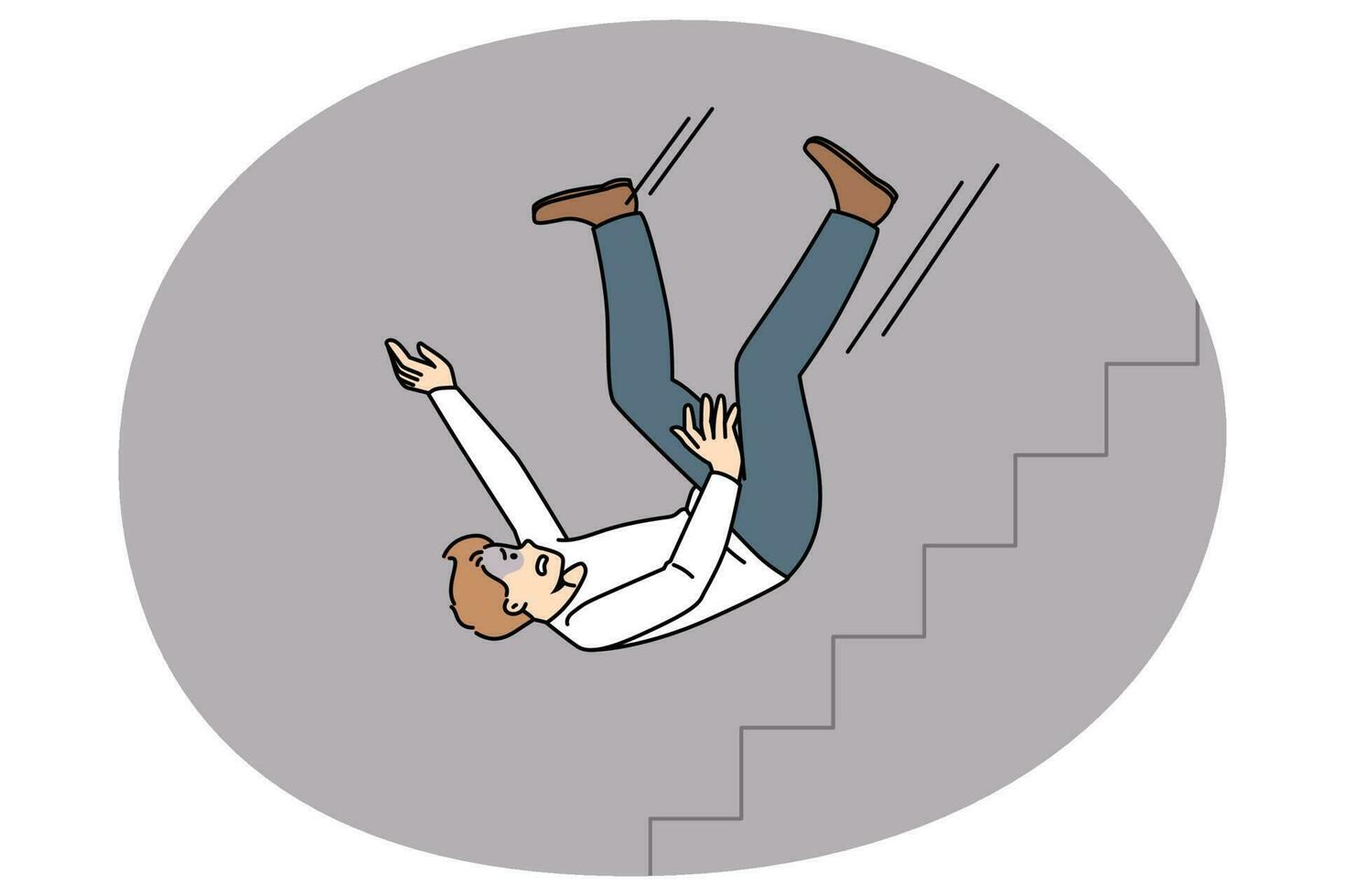 Unhappy man fall down career ladder vector