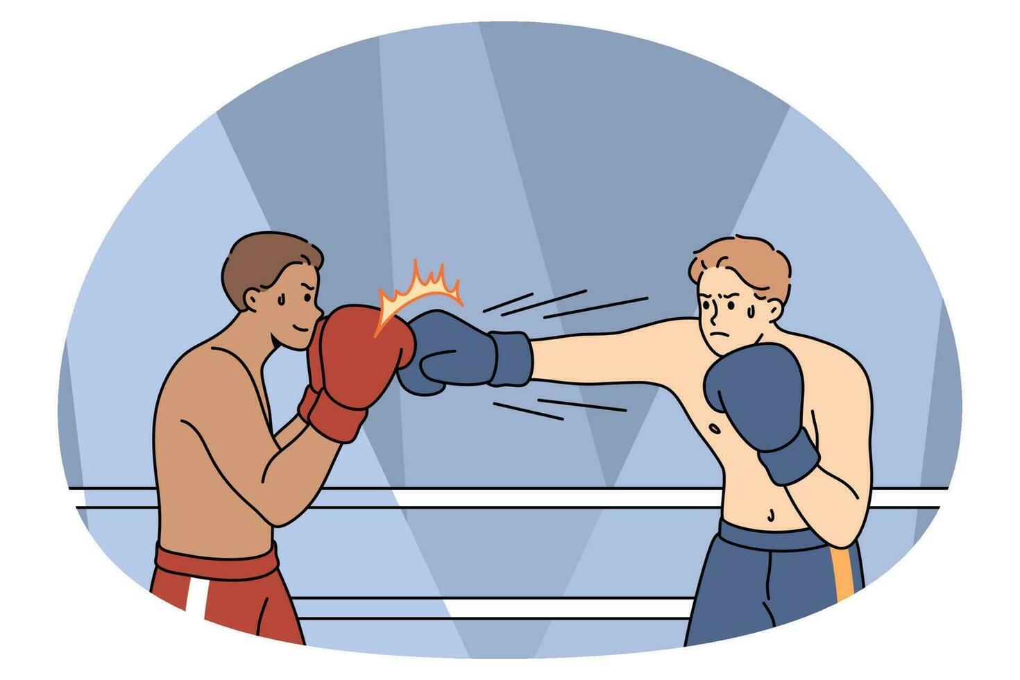 Boxers fight compete at squared ring vector