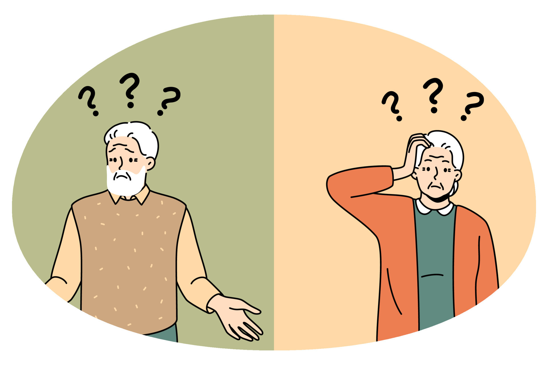 Confused old people struggle with dementia or Alzheimer 23514471 Vector