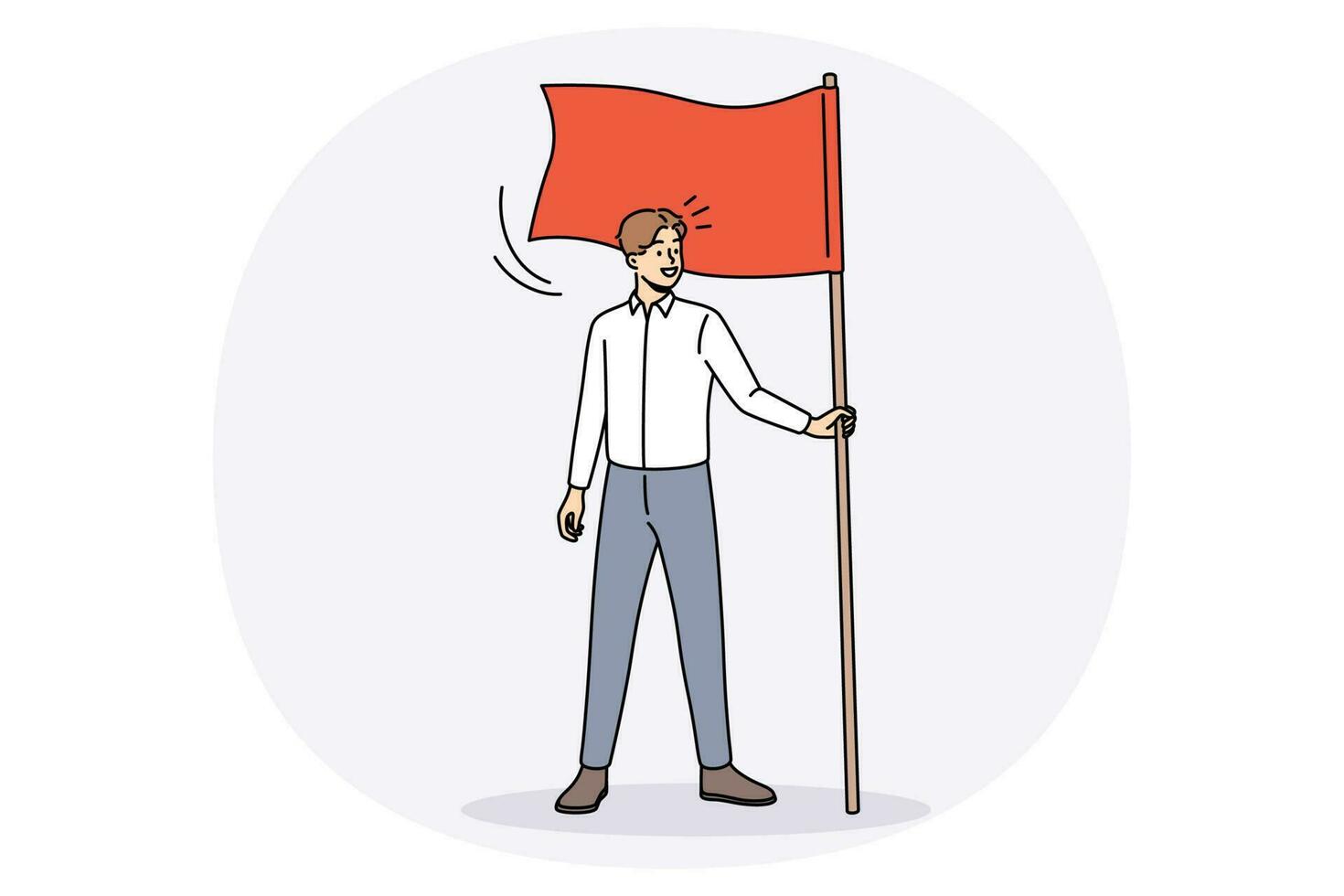 Happy businessman hold flag show leadership and success vector