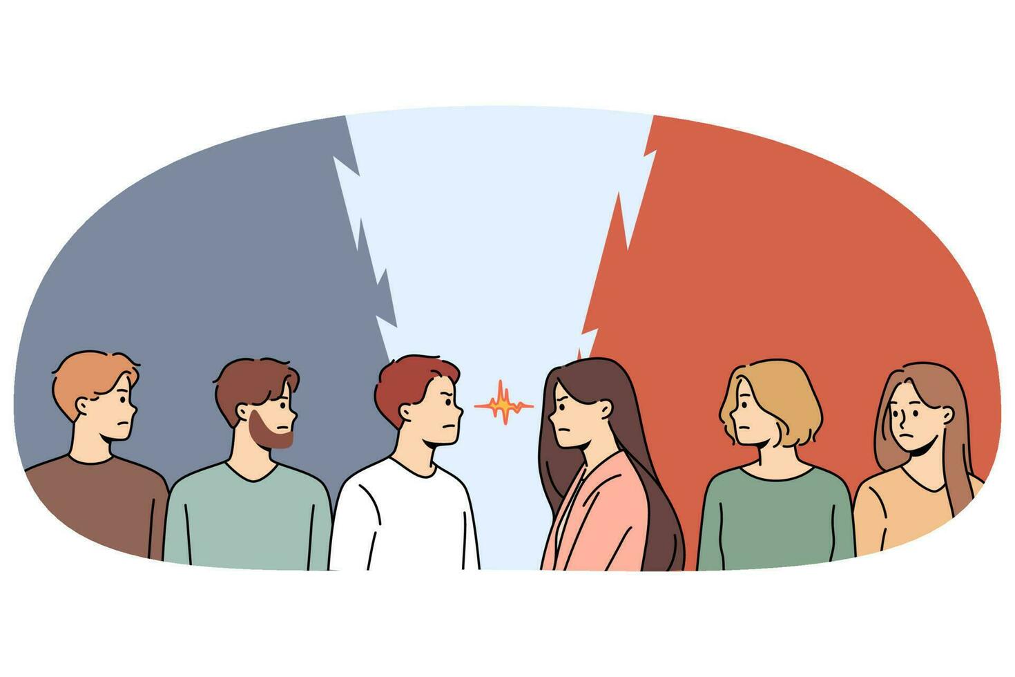 Determined men and woman stand opposite look in eyes vector