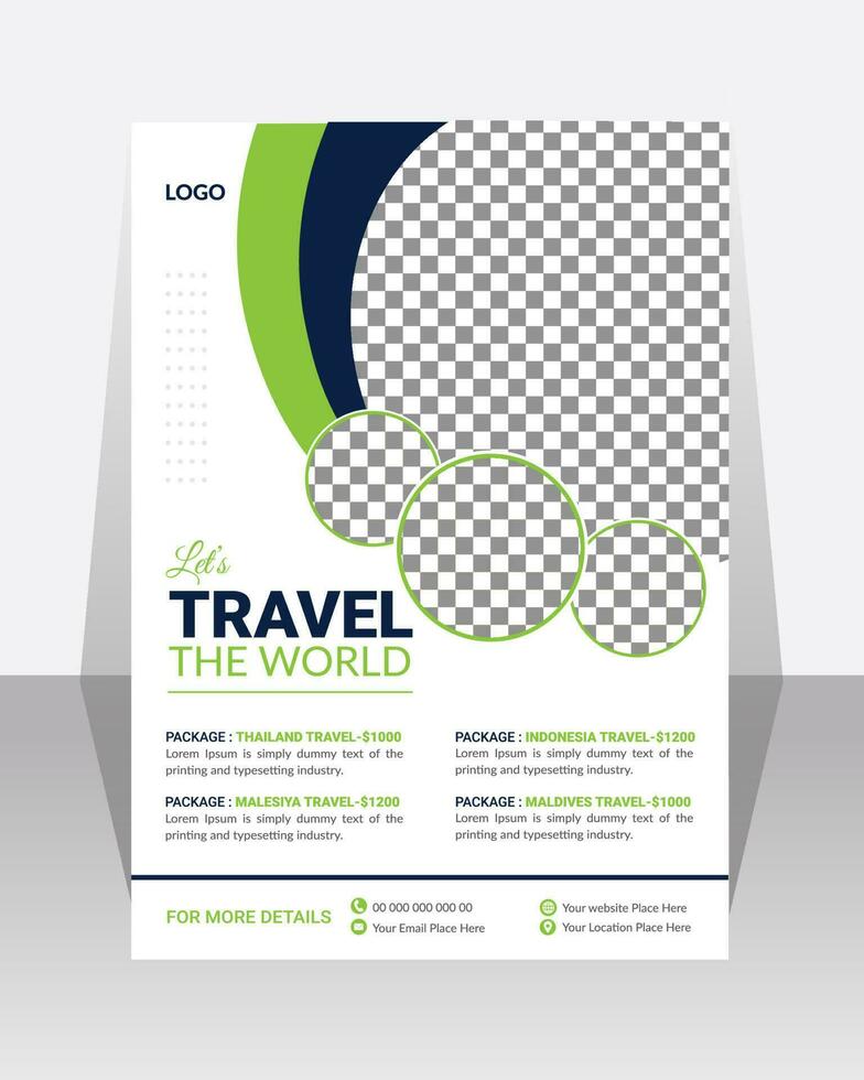 Travel Flyer Template in A4 Size, Flyer design for Tour and Travel vector