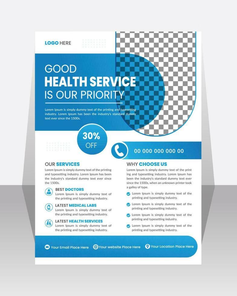 Modern Medical Flyer Template Design. Healthcare business flyer Template, Medical and  healthcare modern flyer template. health doctor flyer design. Pro Vector