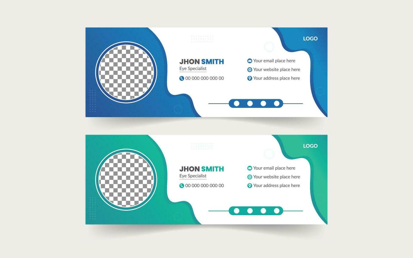 Professional email signature for all business with white background, unique design template.  Modern and minimalist layout gradient background and abstract shape design. vector