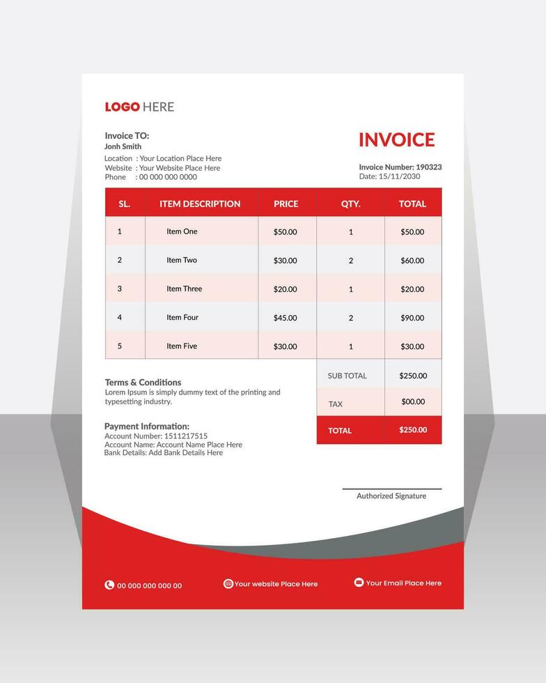 Business corporate creative invoice template. Business invoice for your business, print ready  invoice template. vector