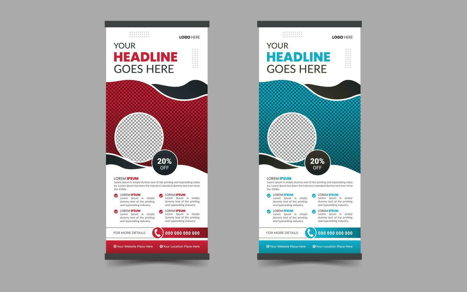 Business Roll Up. Standee Design. Banner Template. Presentation and Brochure. Abstract and Geometric Vector, Flyer, Leaflet. vector