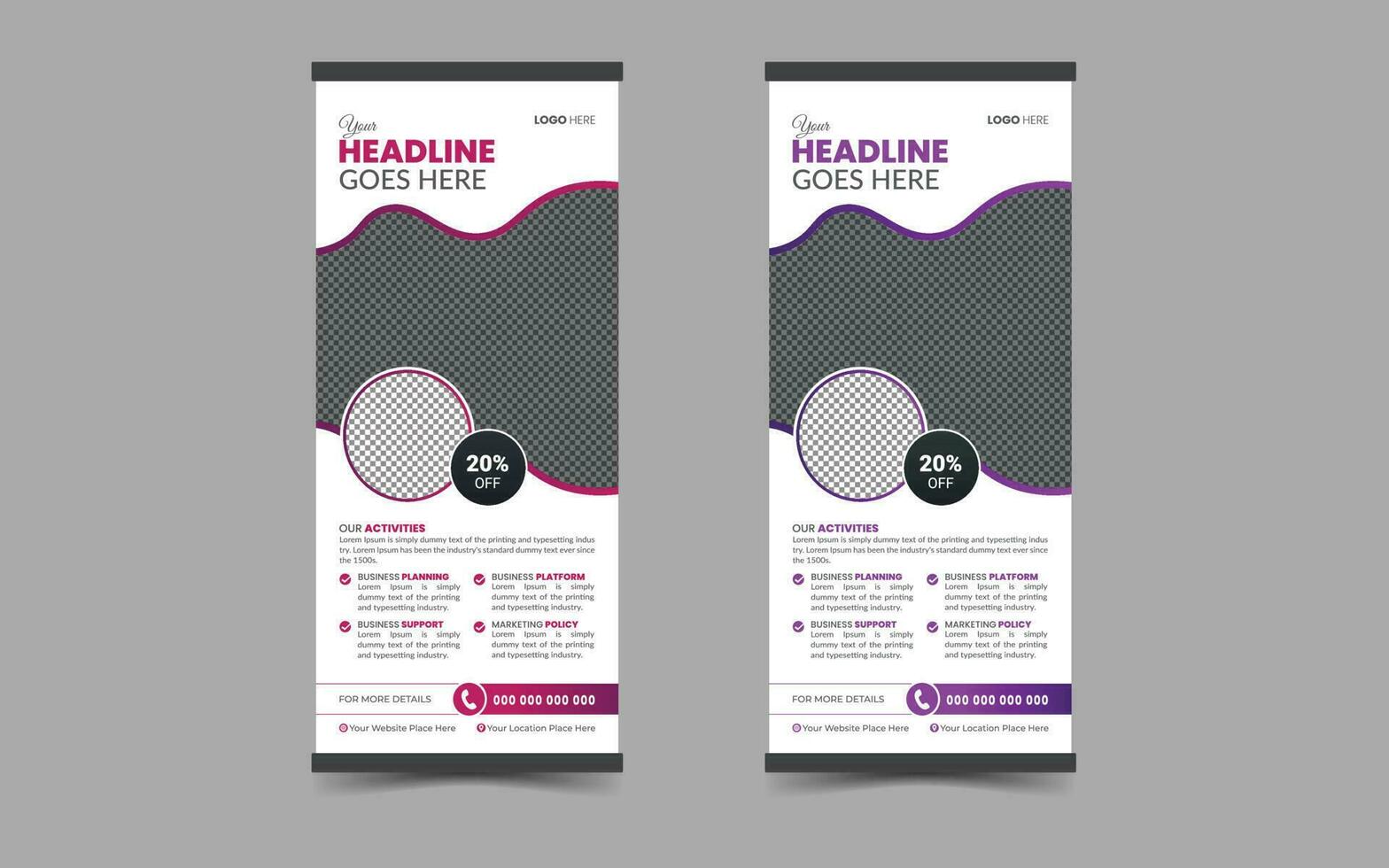 Business Roll Up. Standee Design. Banner Template. Presentation and Brochure. Abstract and Geometric Vector, Flyer, Leaflet. vector