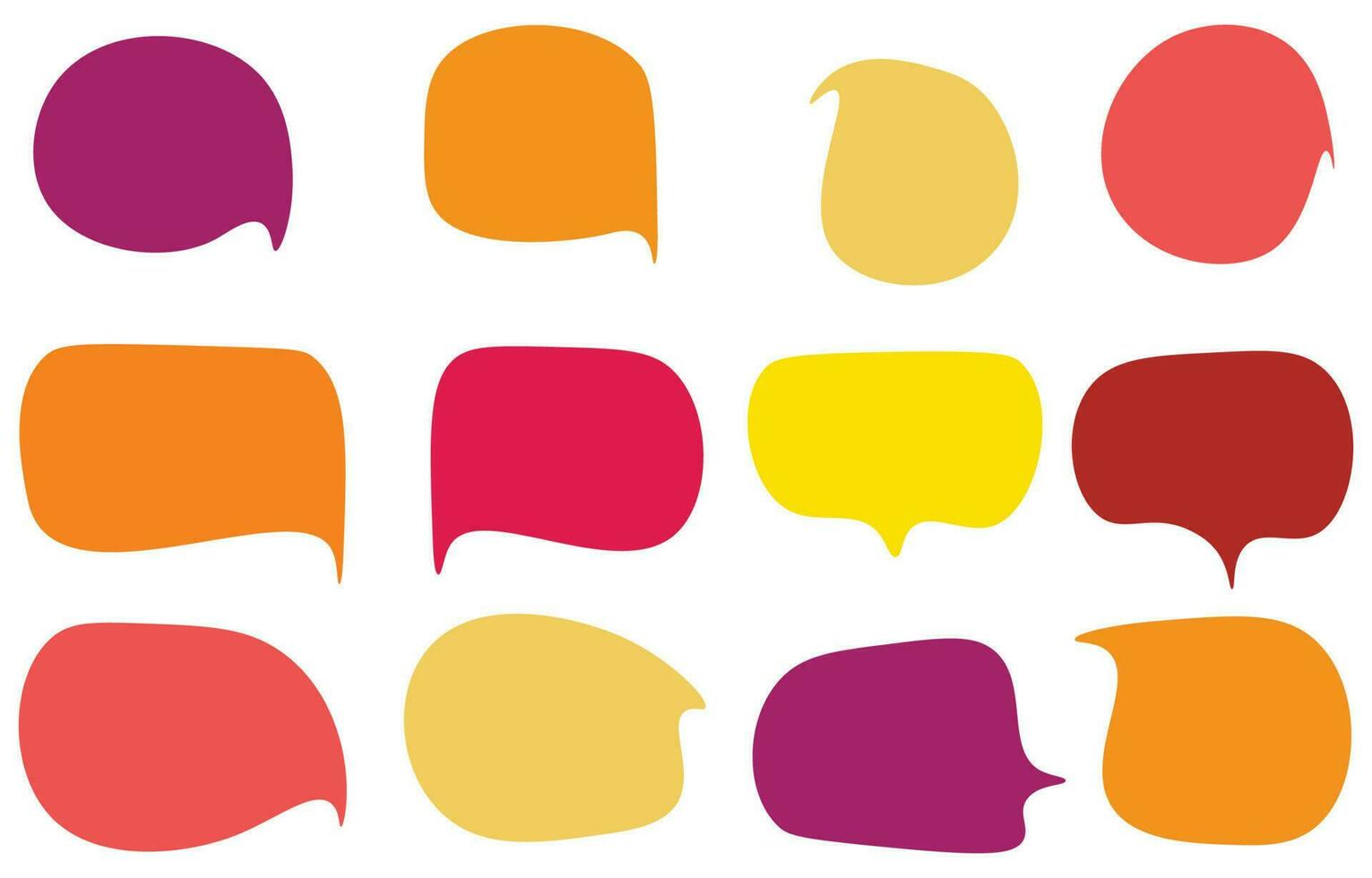 Set warm speech bubbles on white background. chat box or chat vector square and doodle message or communication icon Cloud speaking for comics and minimal message dialog