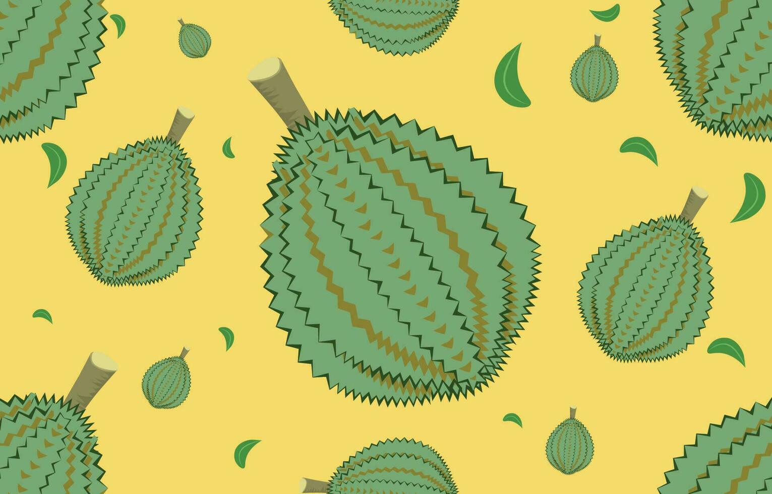 Durian seamless pattern. Round tropical fruit. Thorny fruit. Gift wrapping paper vector illustration.