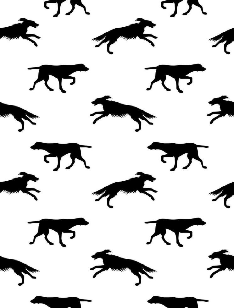 Vector seamless pattern of dog silhouette