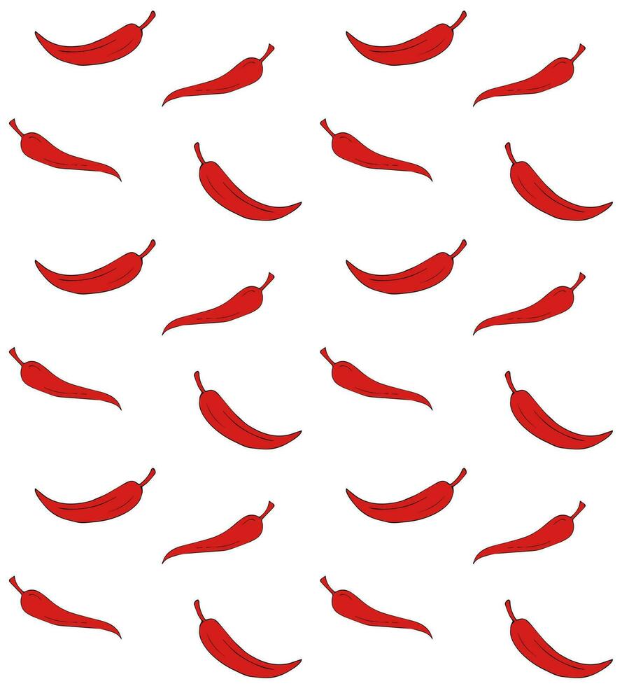 Vector seamless pattern of red chilly pepper