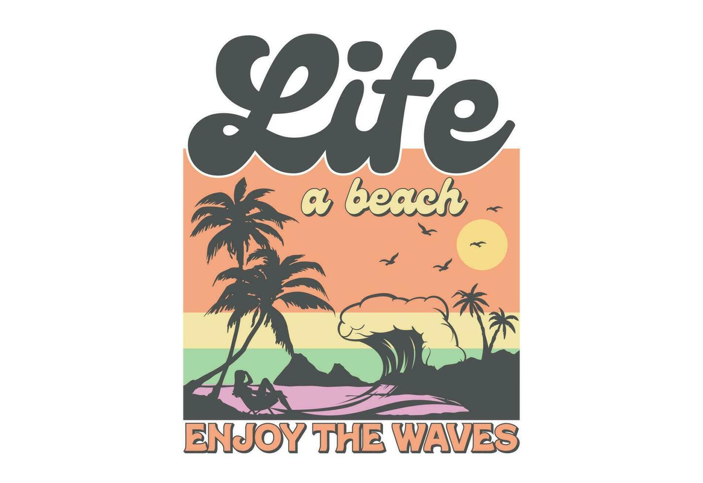 Vintage Summer, Retro Summer, Summer Quote, Beach, Ocean vector