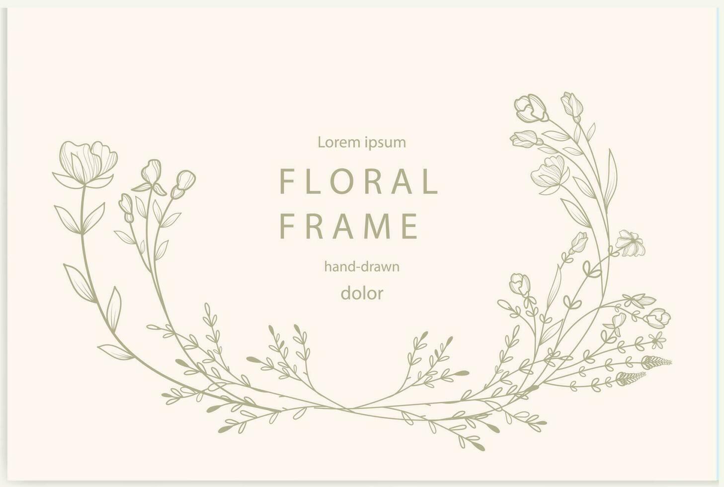 Hand-drawn line floral frame. Elegant vintage wreath. Logo template.Vector illustration botanical decoration elements for labels, branding business identity, wedding invitations, and greeting cards. vector