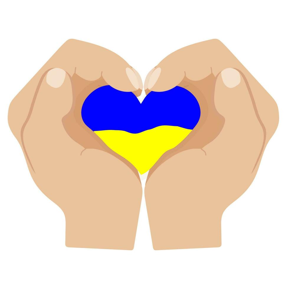 the palms of a person are connected in the shape of a heart by yellow and blue vector