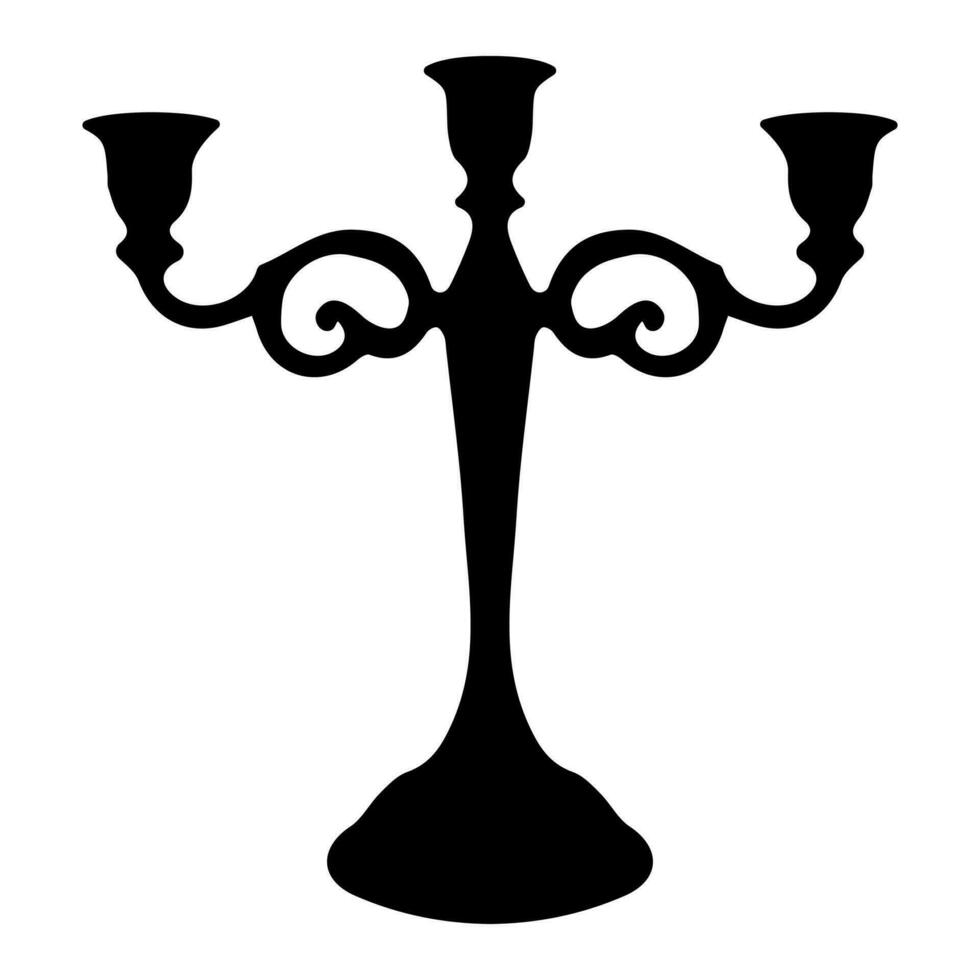triple candlestick in a classic style with a black silhouette for interior design vector