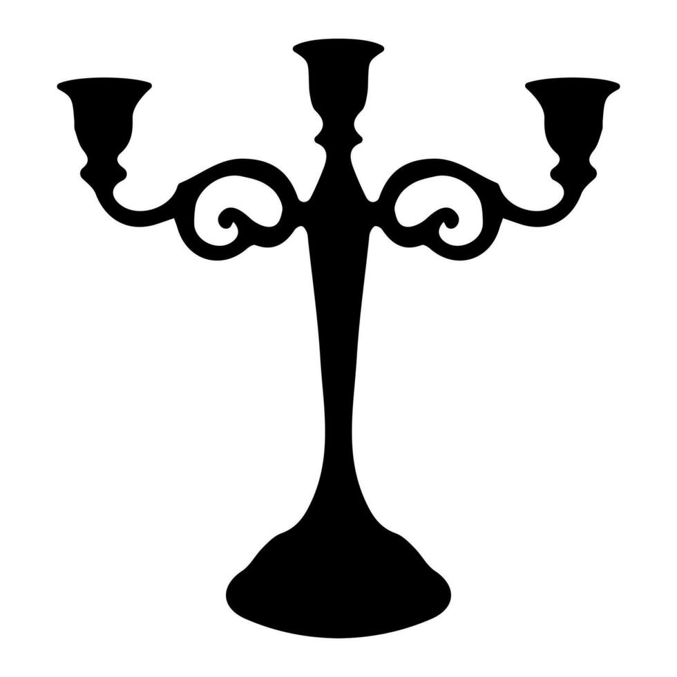 triple candlestick in a classic style with a black silhouette for interior design vector