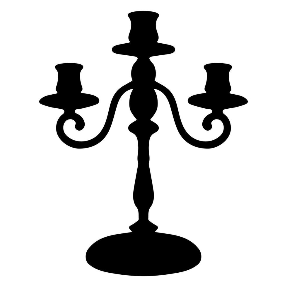 candle holder triple black silhouette for interior design vector