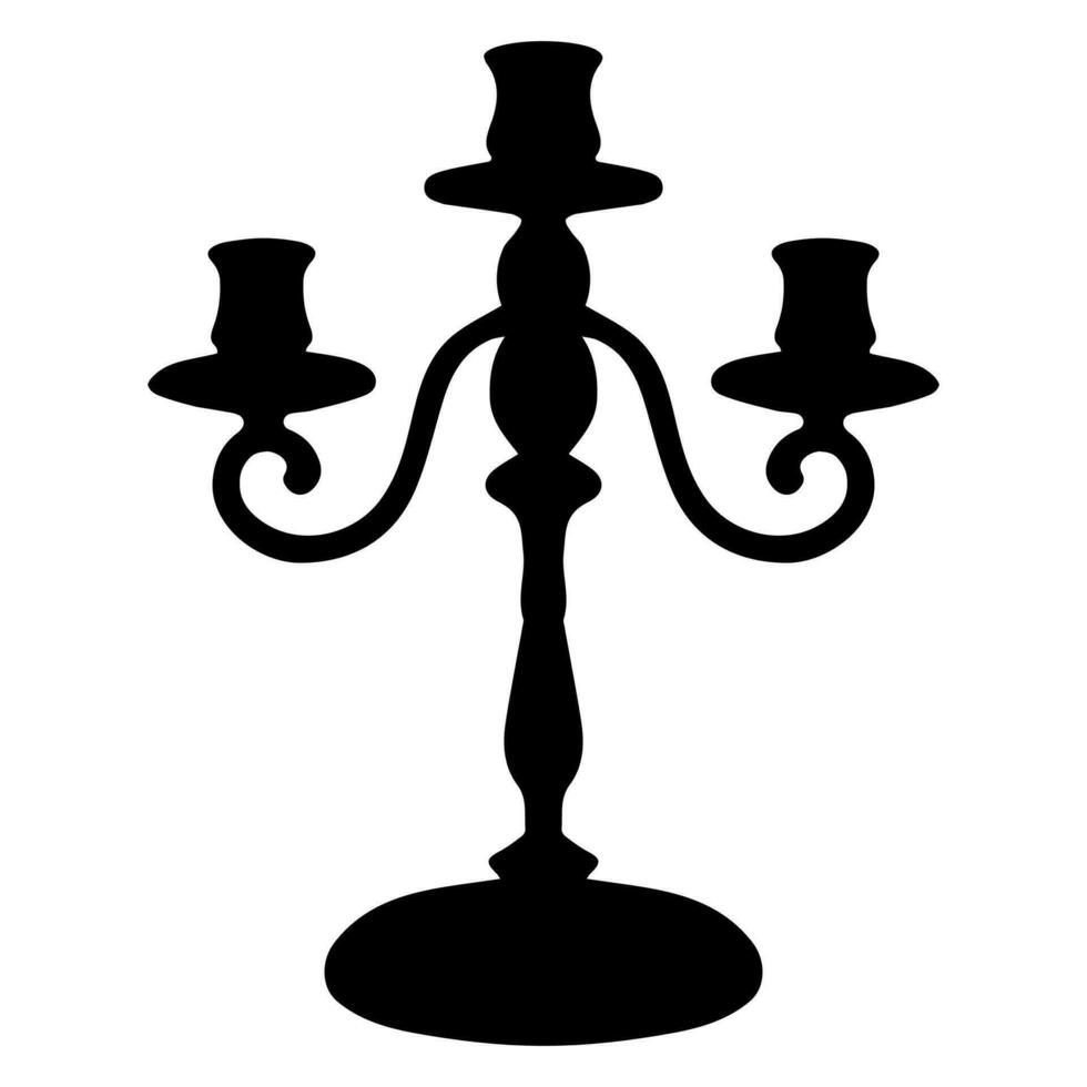 candle holder triple black silhouette for interior design vector