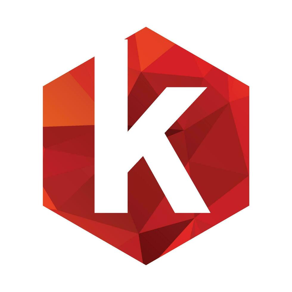 k initials red polygonal logo and vector icon