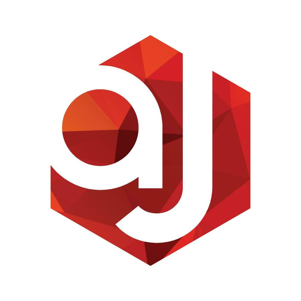 aj red polygonal logo and vector icon