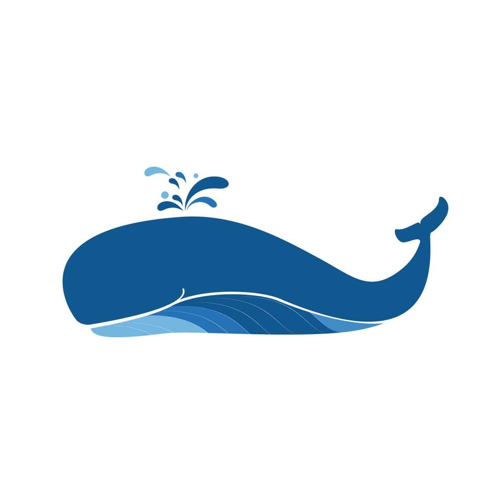 azul ballenas en el océanos logo y vector icono